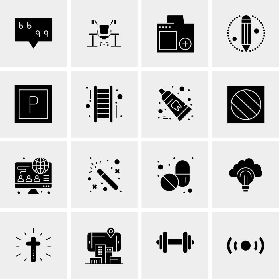 16 iconos de negocios universales vector ilustración de icono creativo para usar en proyectos relacionados con la web y dispositivos móviles