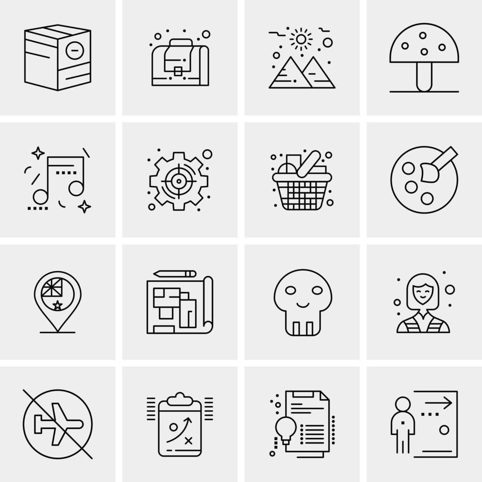 16 iconos de negocios universales vector ilustración de icono creativo para usar en proyectos relacionados con la web y dispositivos móviles