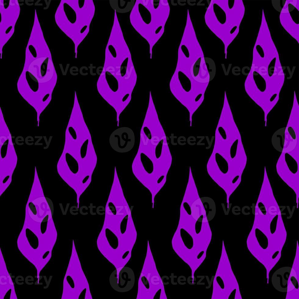 seamless symmetrical repeating pattern of purple leaves on a black background, texture, design, graphic photo