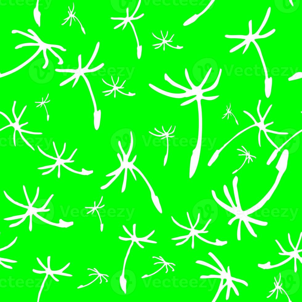 seamless floral pattern of white contour flowers on a bright light green background, texture, repeat pattern, design photo