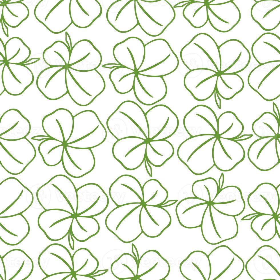 seamless symmetrical pattern of green quatrefoil clover on a white background, texture, design photo