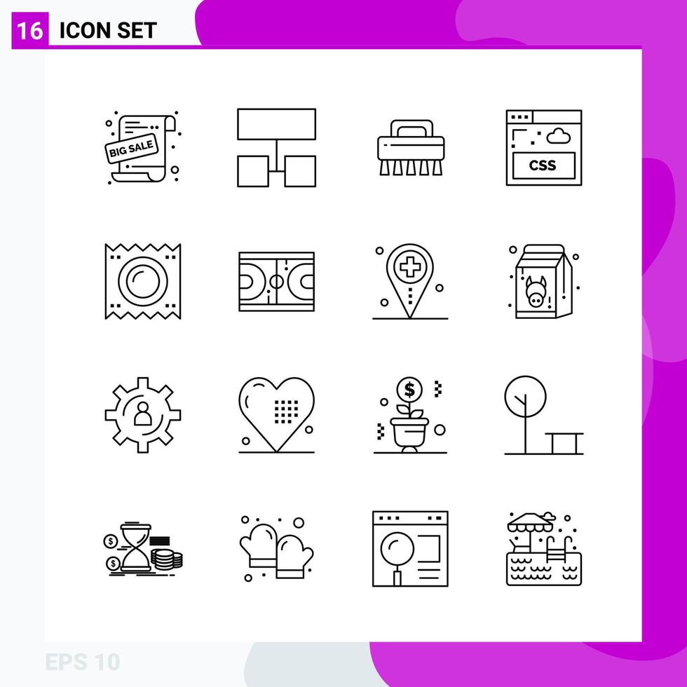 paquete de conjunto de iconos de línea de 16 iconos de contorno aislados en fondo blanco para impresión web y fondo de vector de icono negro creativo móvil