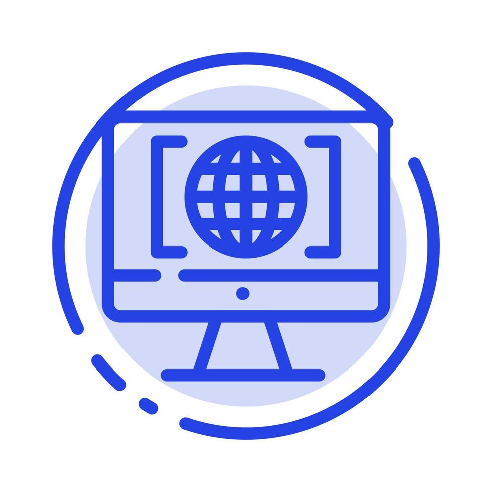 Computer Internet World Big Think Blue Dotted Line Line Icon vector