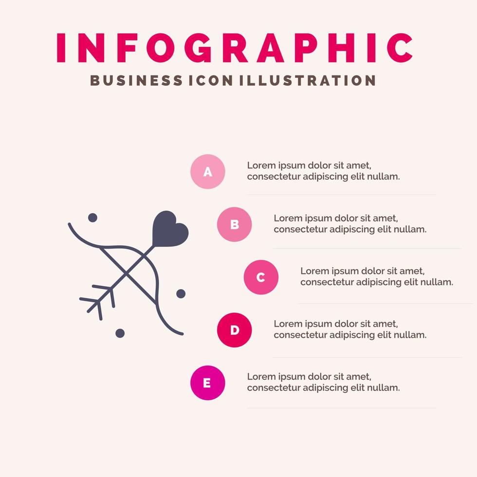 tiro con arco amor matrimonio boda sólido icono infografía 5 pasos presentación antecedentes vector