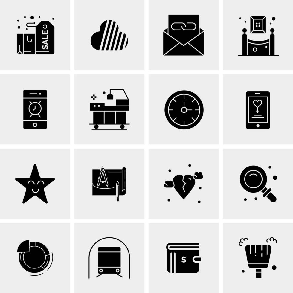 16 iconos universales de negocios vector ilustración de icono creativo para usar en proyectos relacionados con la web y dispositivos móviles