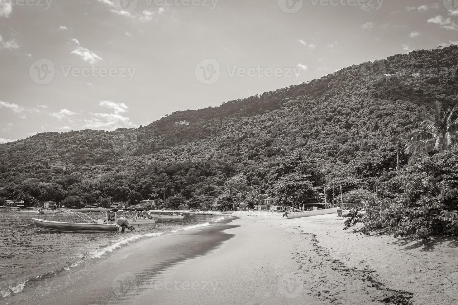 The big tropical island Ilha Grande Abraao beach Brazil. photo