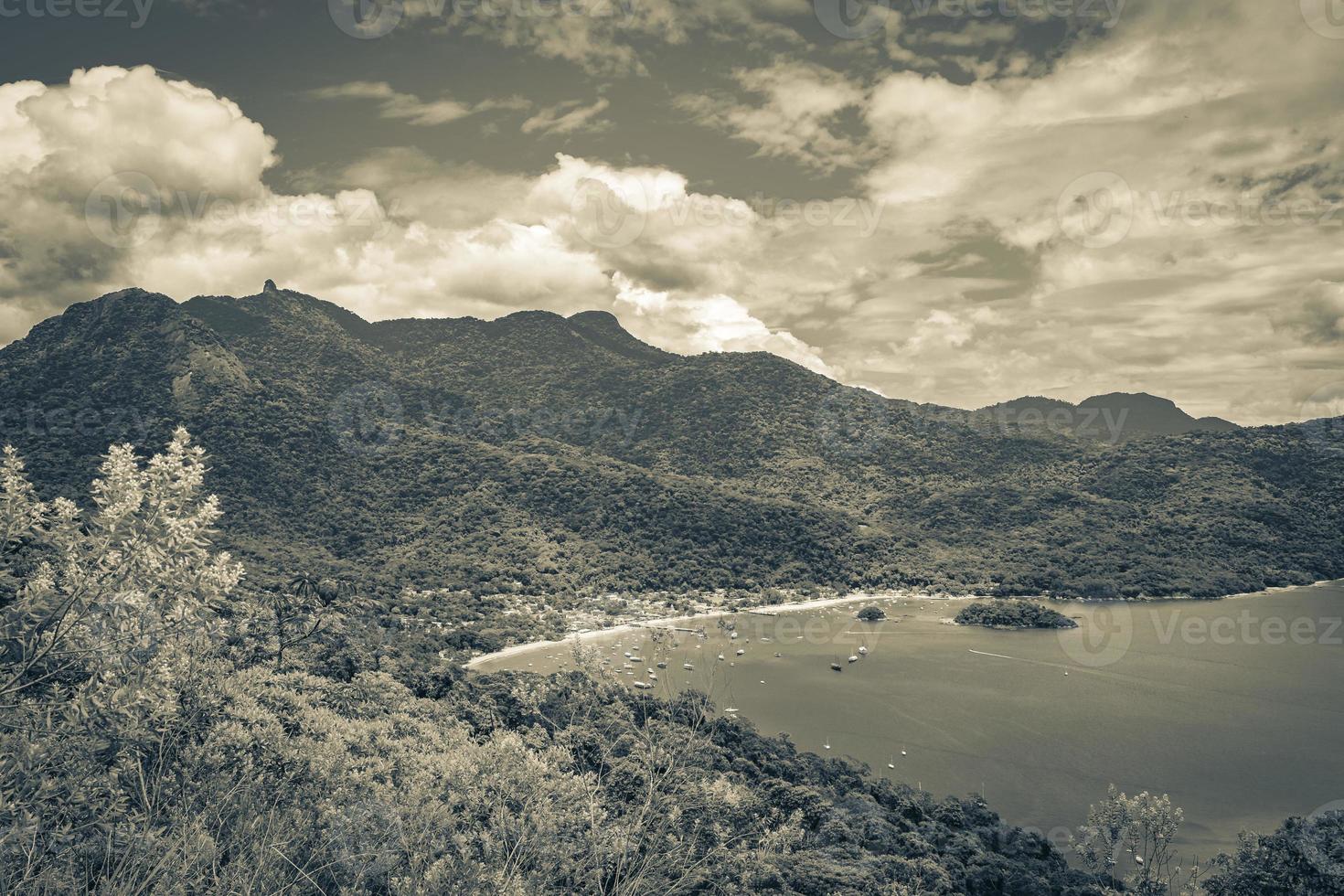 Big tropical island Ilha Grande Abraao beach panorama Brazil. photo