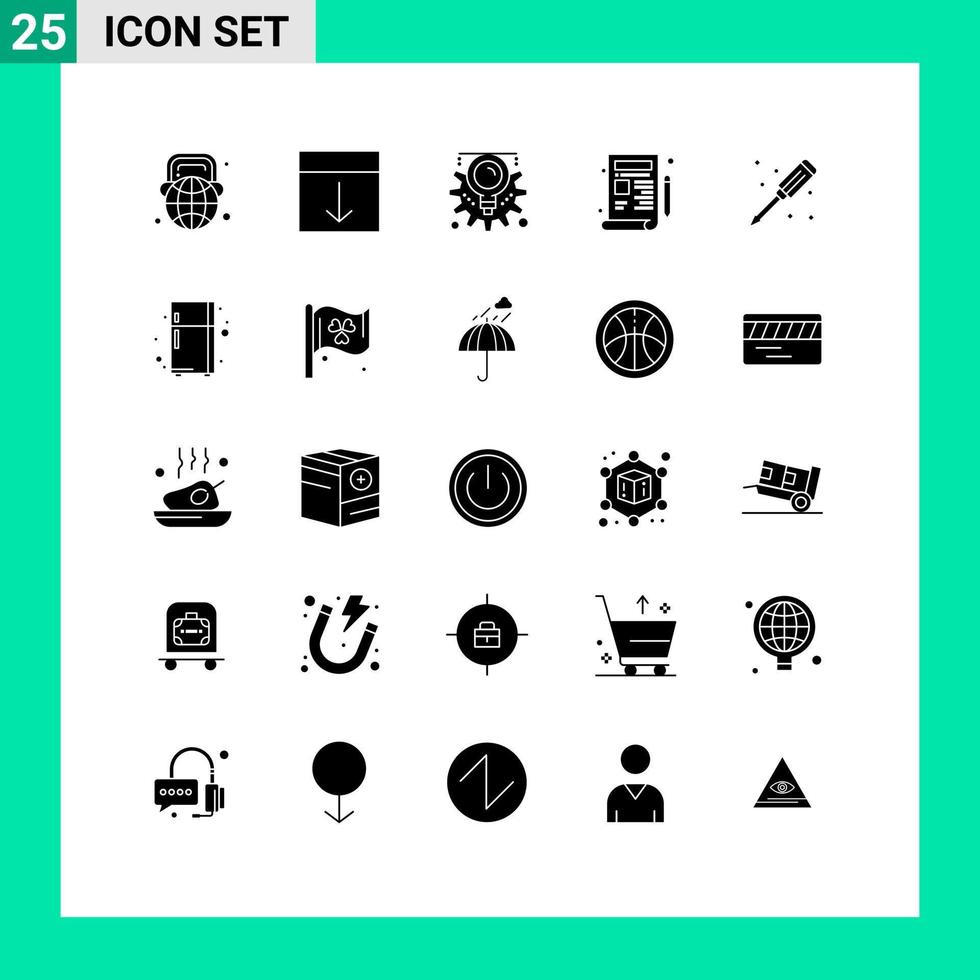 Modern Set of 25 Solid Glyphs and symbols such as drawing design layout blueprint creative Editable Vector Design Elements