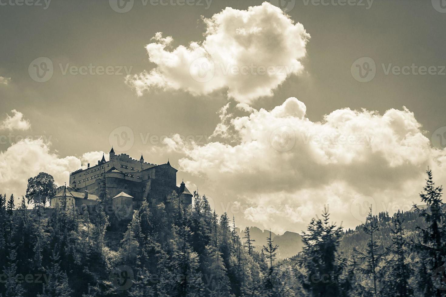 Castle Hohenwerfen chateau fortress on mountain in Werfen Salzburg Austria. photo