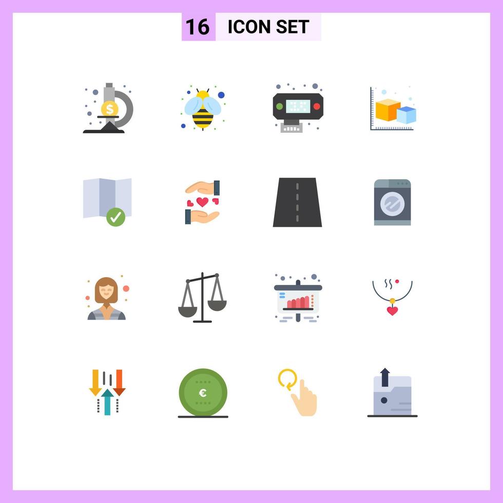 Flat Color Pack of 16 Universal Symbols of sharing map interfaces location object Editable Pack of Creative Vector Design Elements