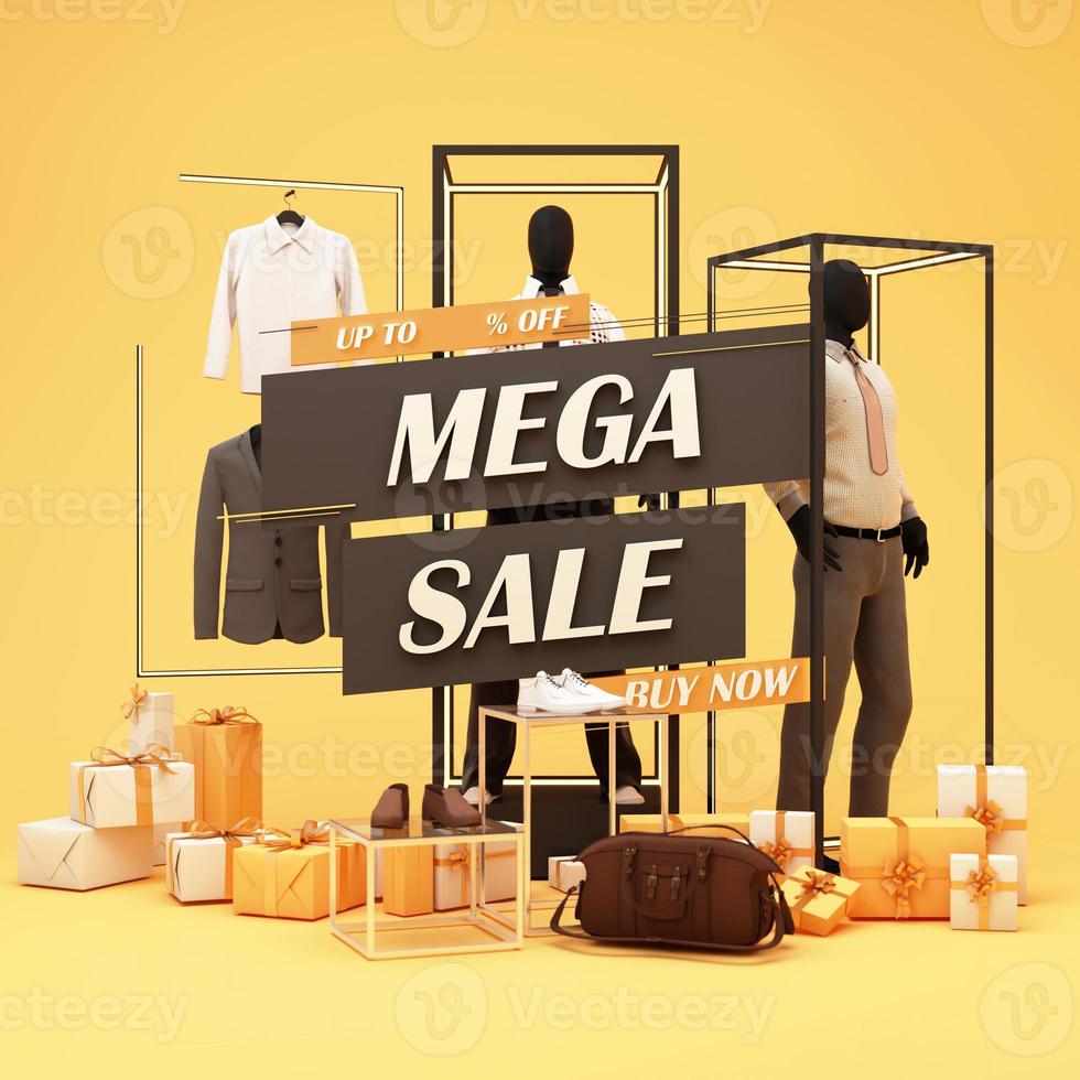 Fashion lifestyle concept Mannequins with space for promotional advertisements on sales and podiums. product show stand and geometric shape. on background. 3d rendering photo