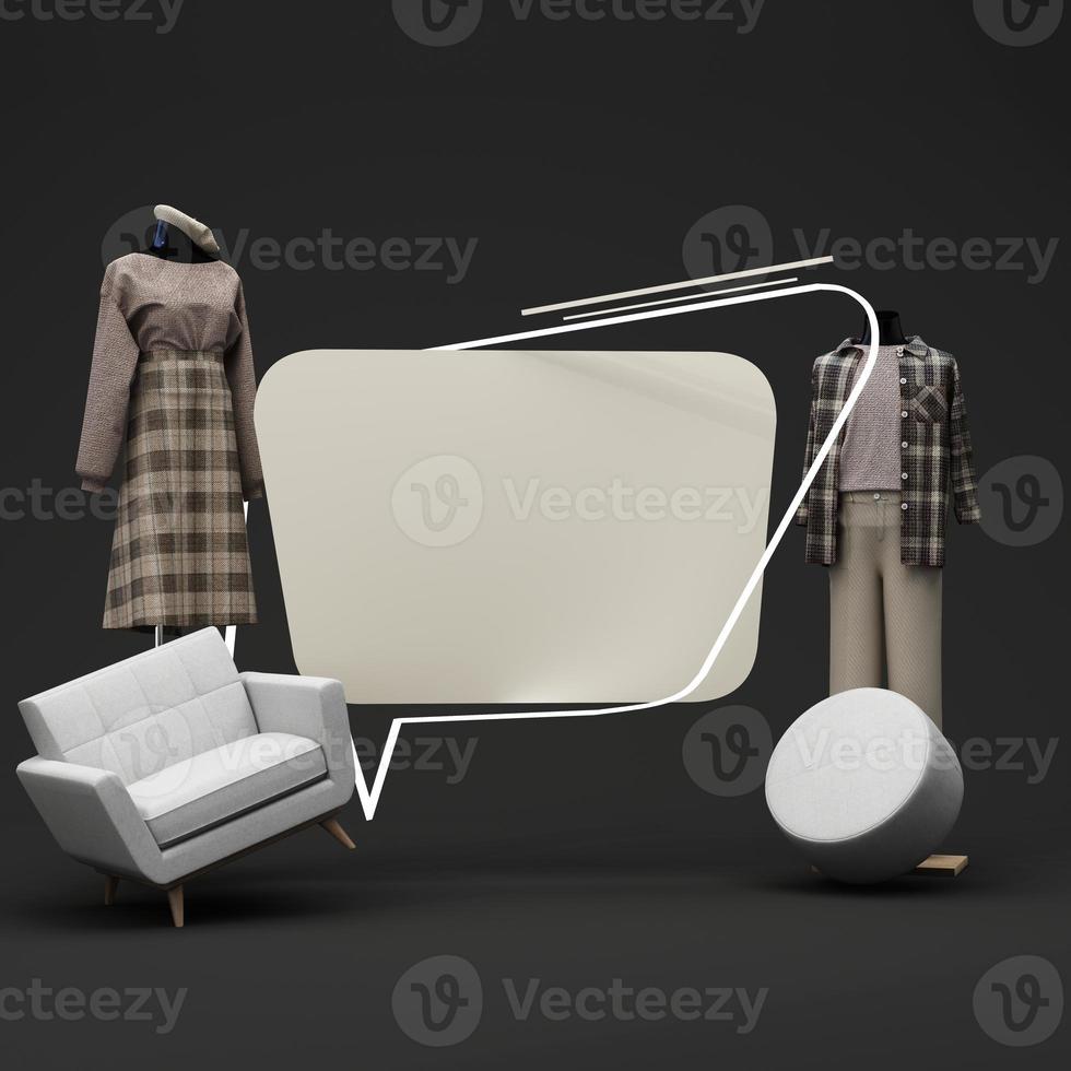 Fashion lifestyle concept Mannequins with space for promotional advertisements on sales and podiums. product show stand and geometric shape. on background. 3d rendering photo