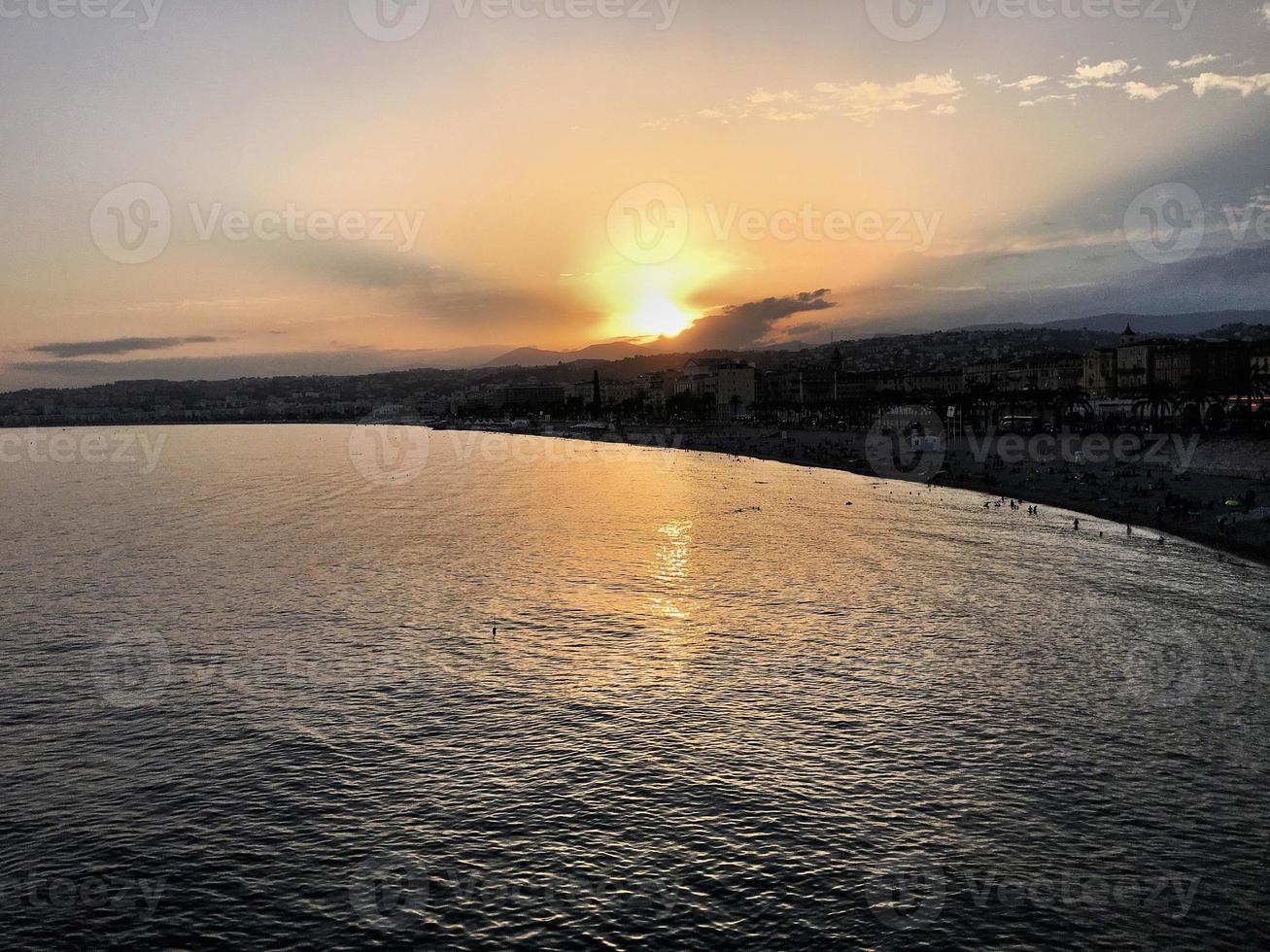 A sunset over Nice in France photo