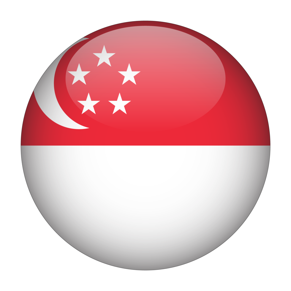 singapore 3d avrundad flagga med transparent bakgrund png