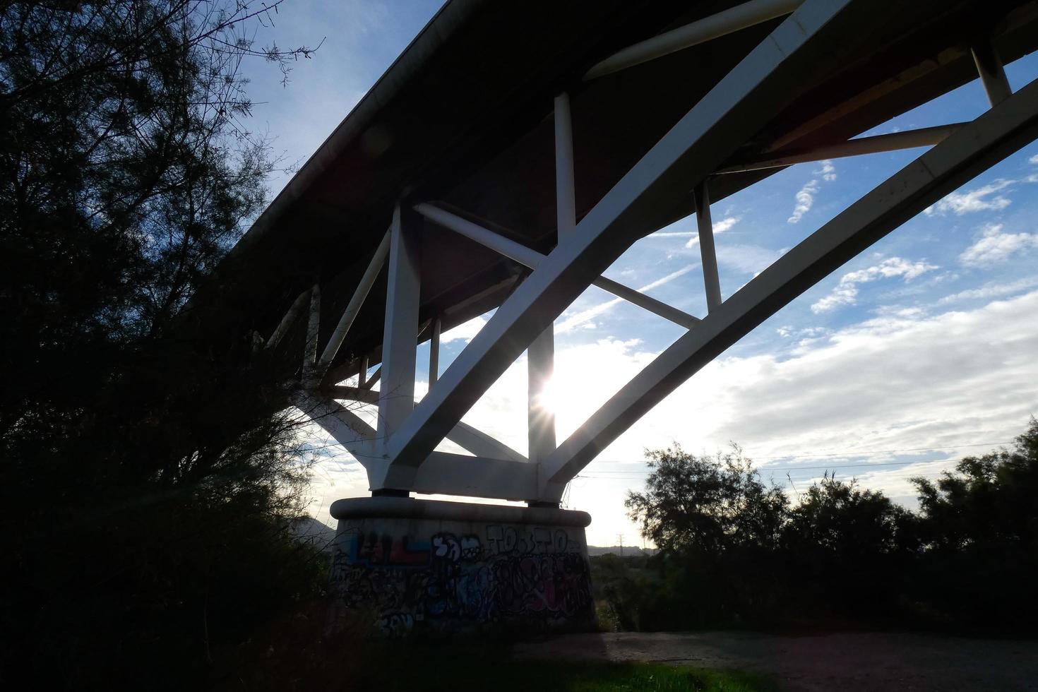 Bridge over the Llobregat river, engineering work for the passage of cars, trucks and buses. photo