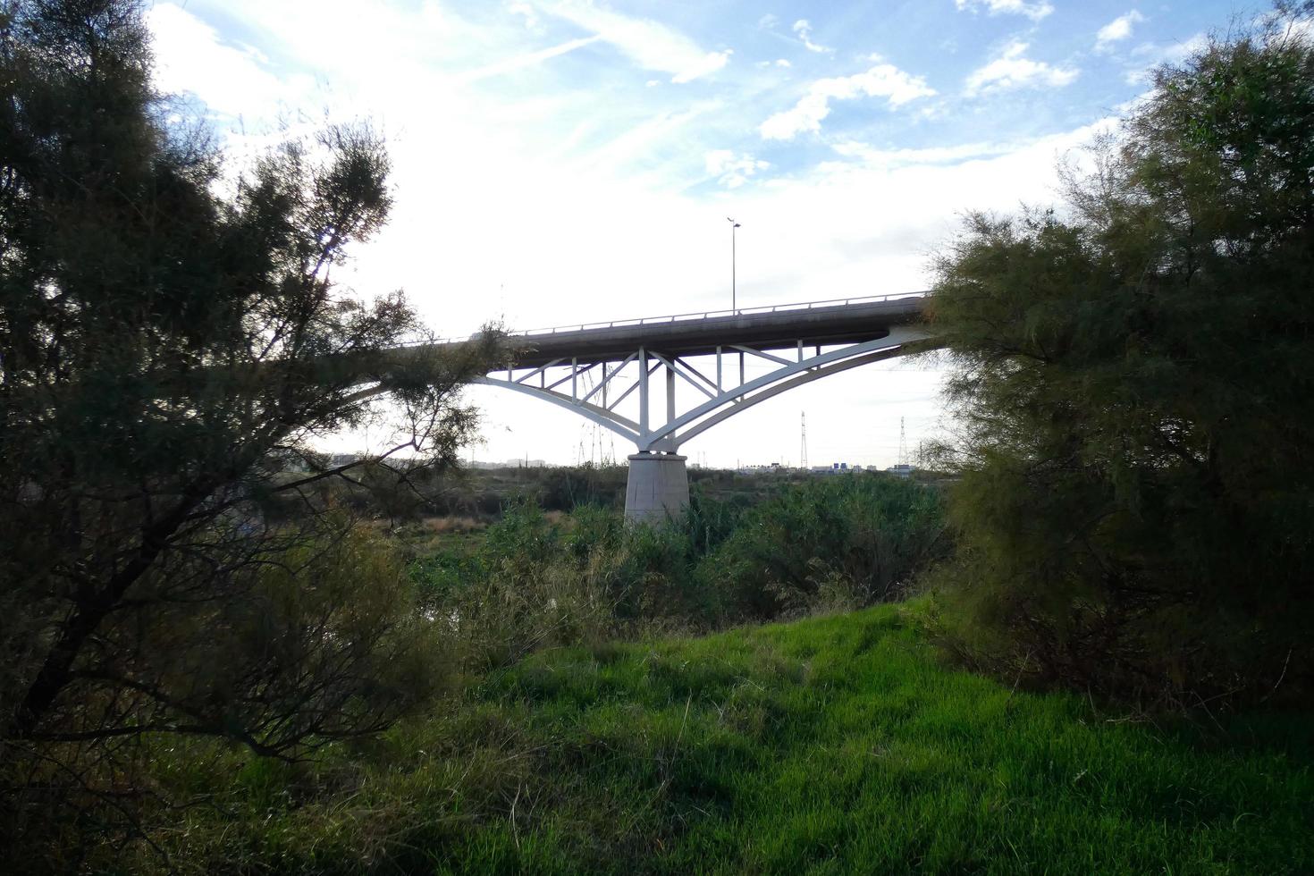 Bridge over the Llobregat river, engineering work for the passage of cars, trucks and buses. photo