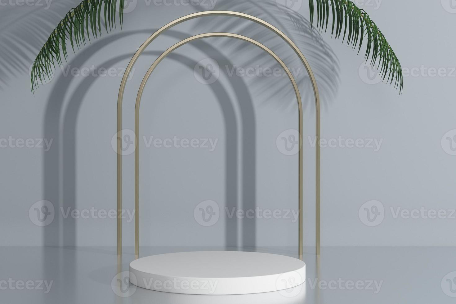 Podium with Leaves and Golden Arches for Product Display photo