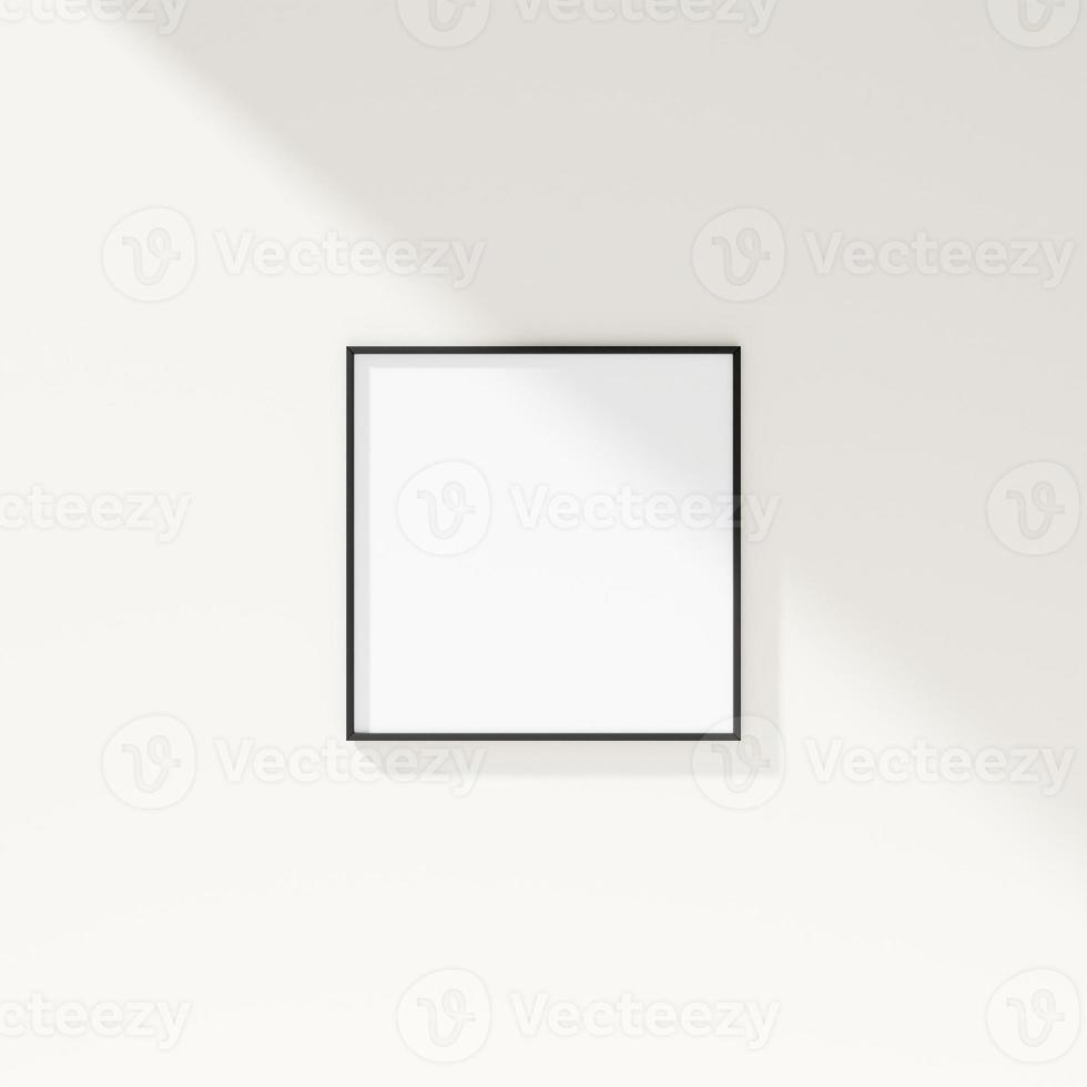 Minimal frame mockup on white wall. Poster mockup. Clean, modern, minimal frame. 3d rendering. photo