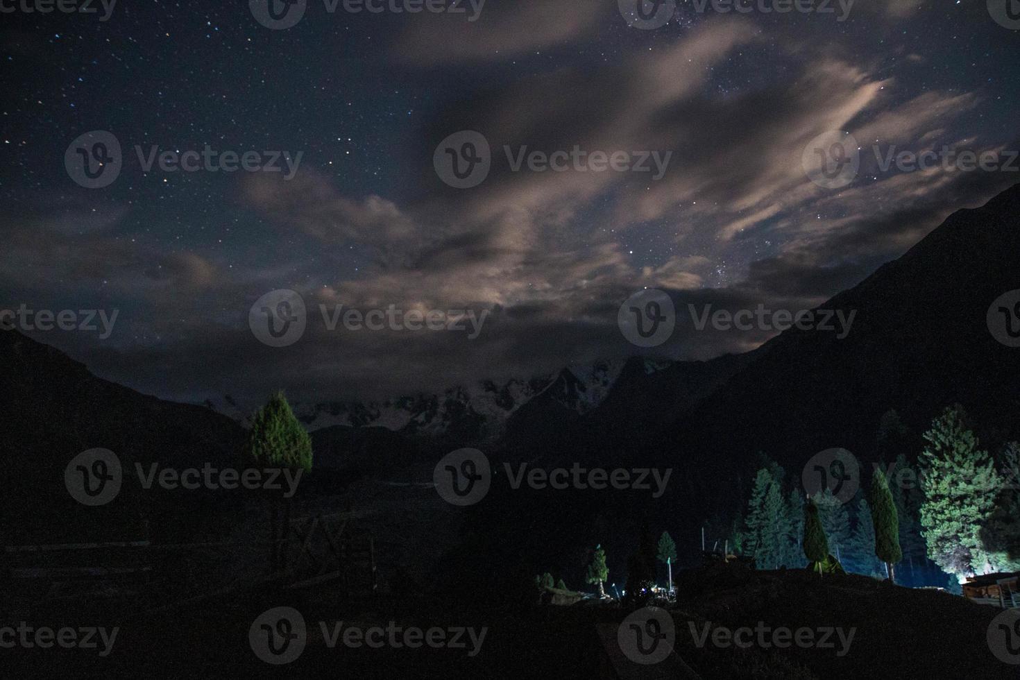 Mid night milky-way view fairy meadows nanga parbat photo