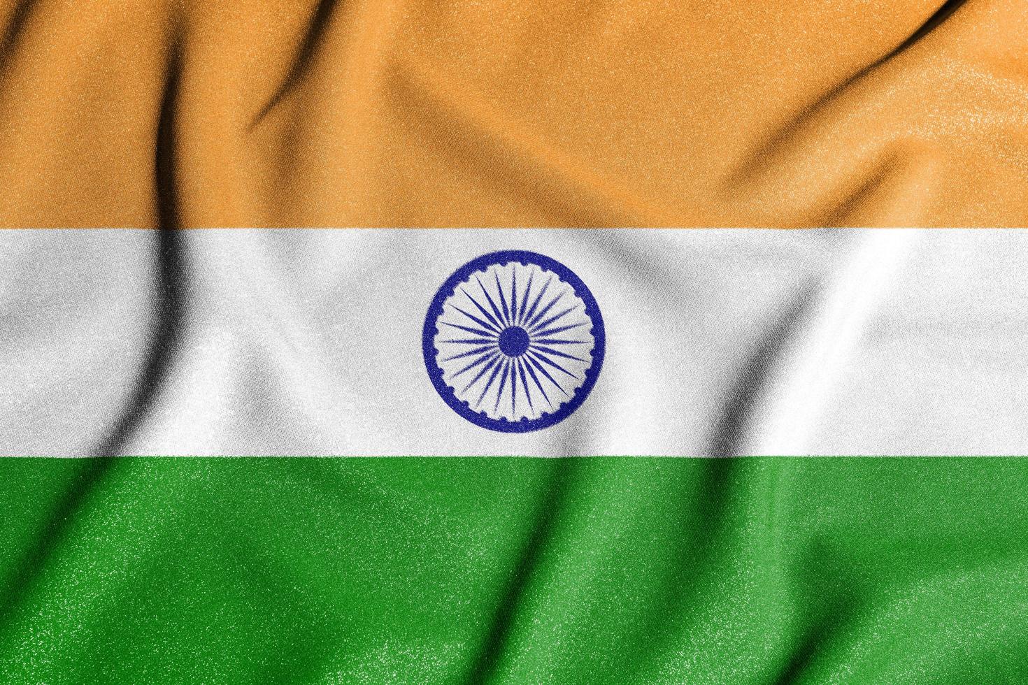 National flag of the India. The main symbol of an independent country. Flag of India. An attribute of the large size of a democratic state. photo