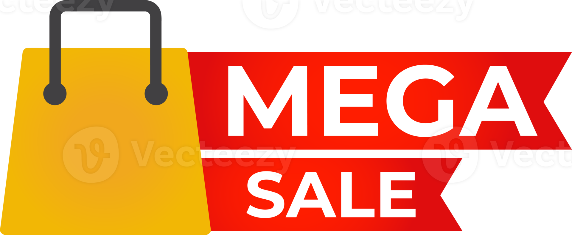 mega sale red ribbon banner png
