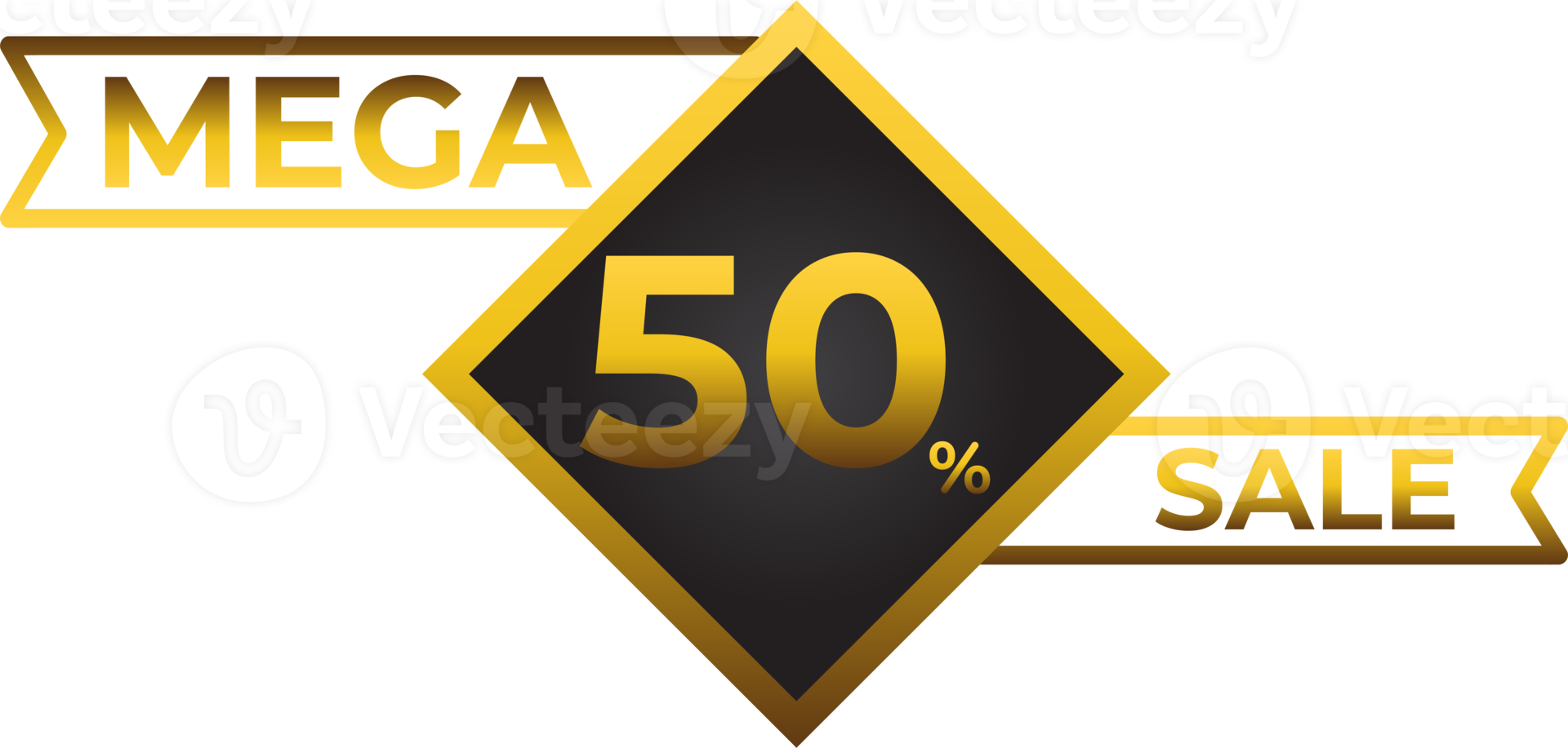 bannière d'or de luxe méga vente png