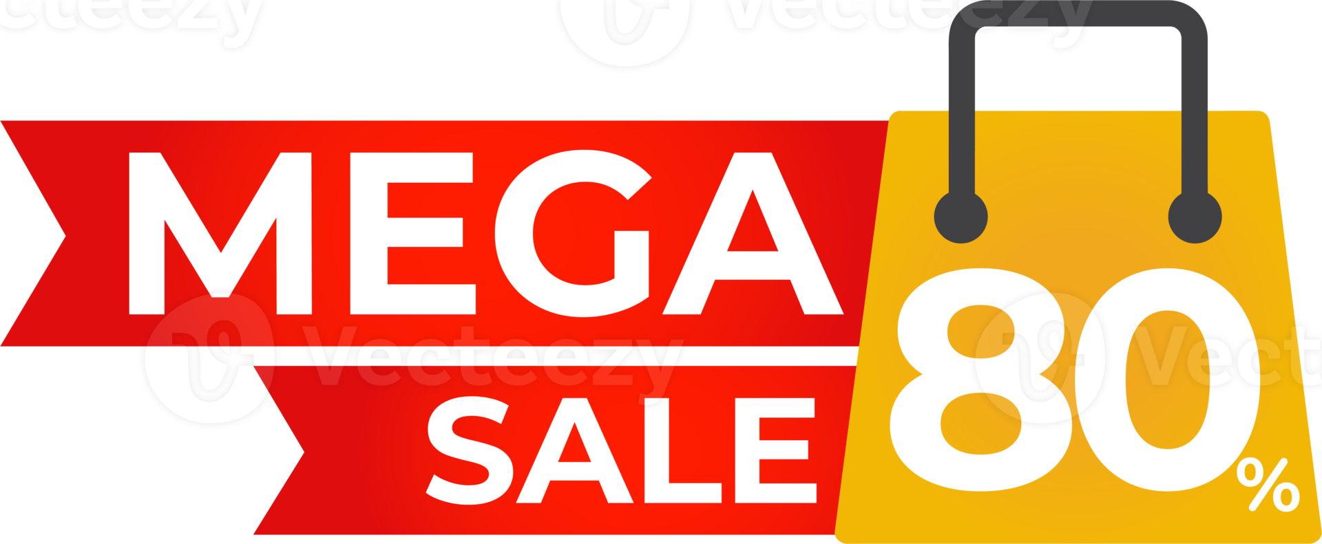 mega sale red ribbon banner png
