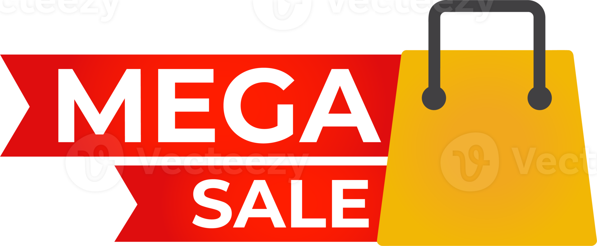 mega sale red ribbon banner png