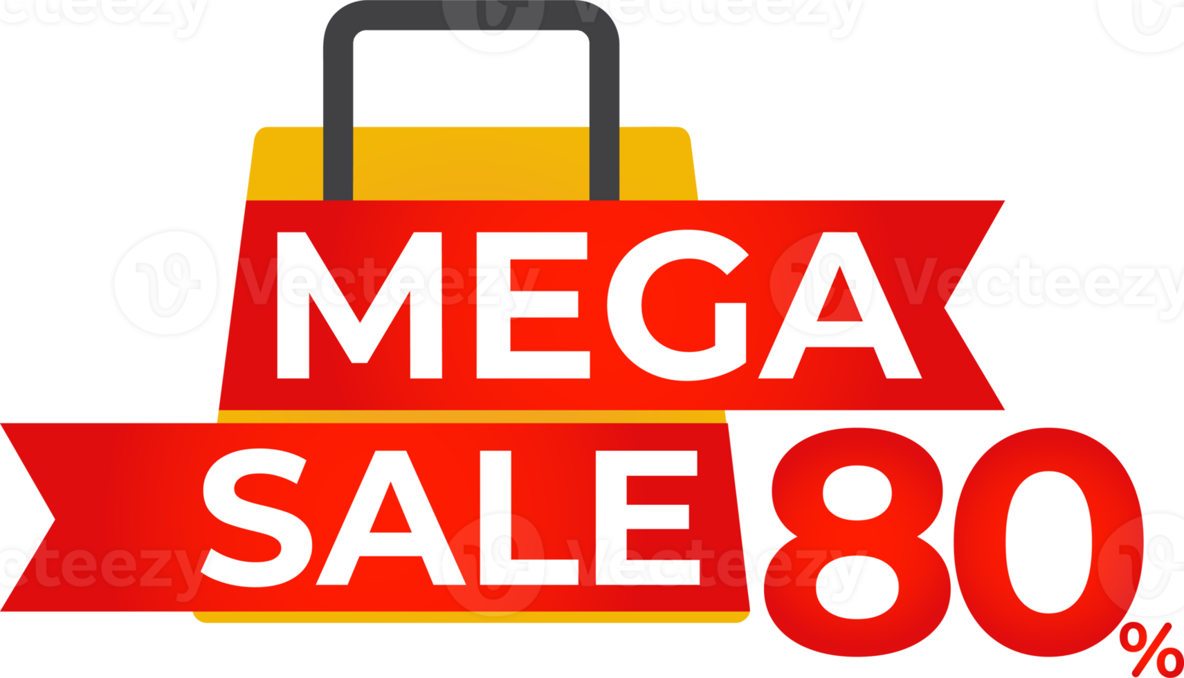mega sale red ribbon banner png