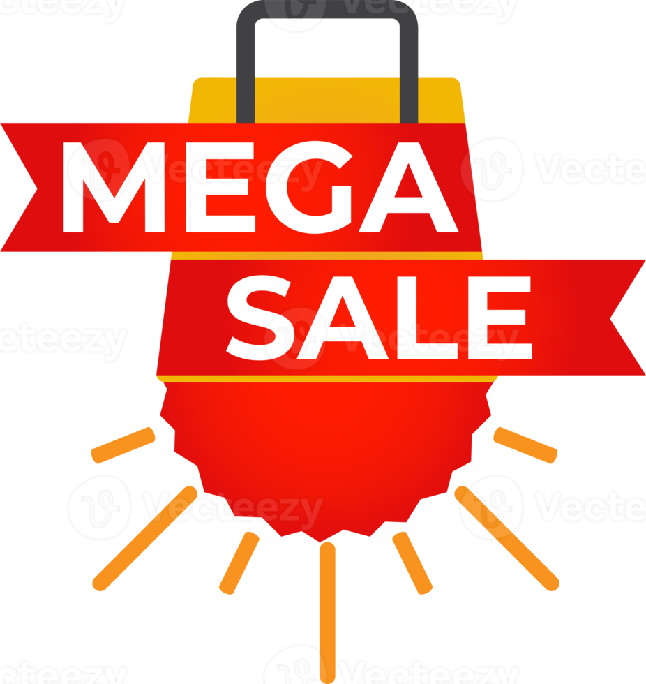 mega sale red ribbon banner png