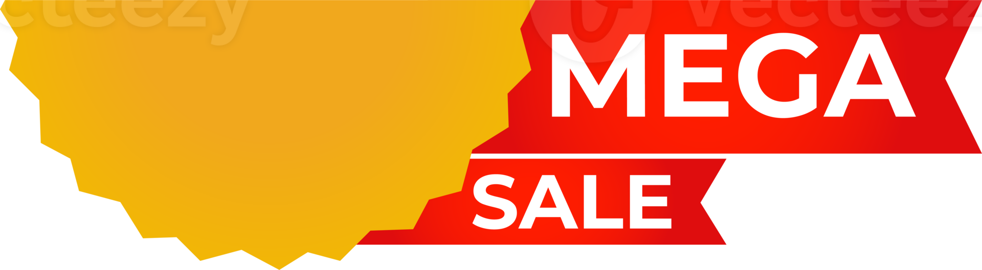 mega sale red ribbon banner png