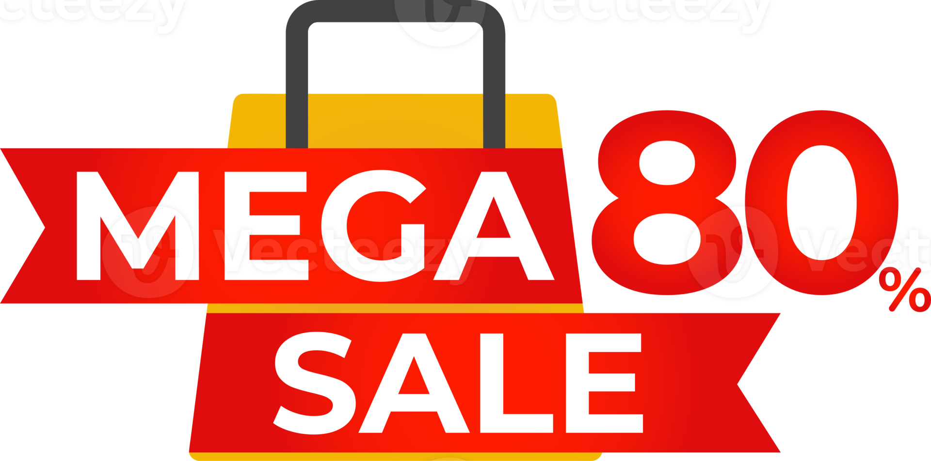 mega sale red ribbon banner png