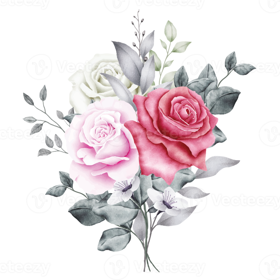 boeket bloemen rozen waterverf png