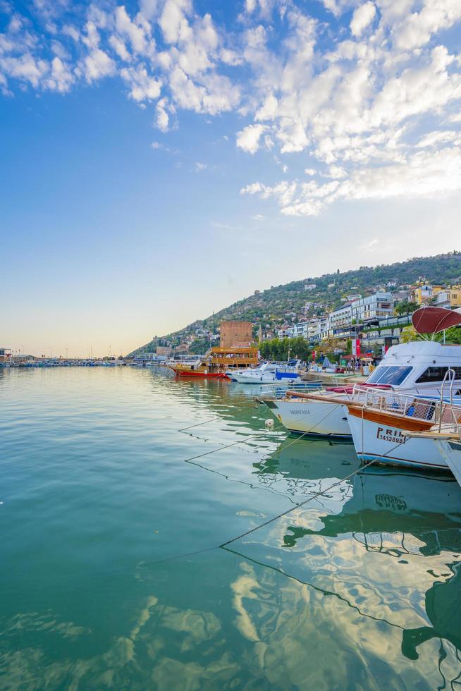 Alanya Turkey 2022, beautiful view of historical sites and castle from the boat. boat trip photo