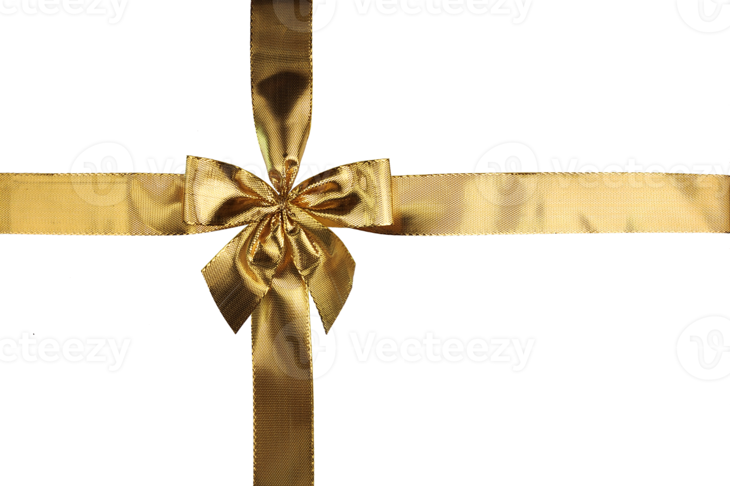 Golden gift bow and ribbon on a transparent background png