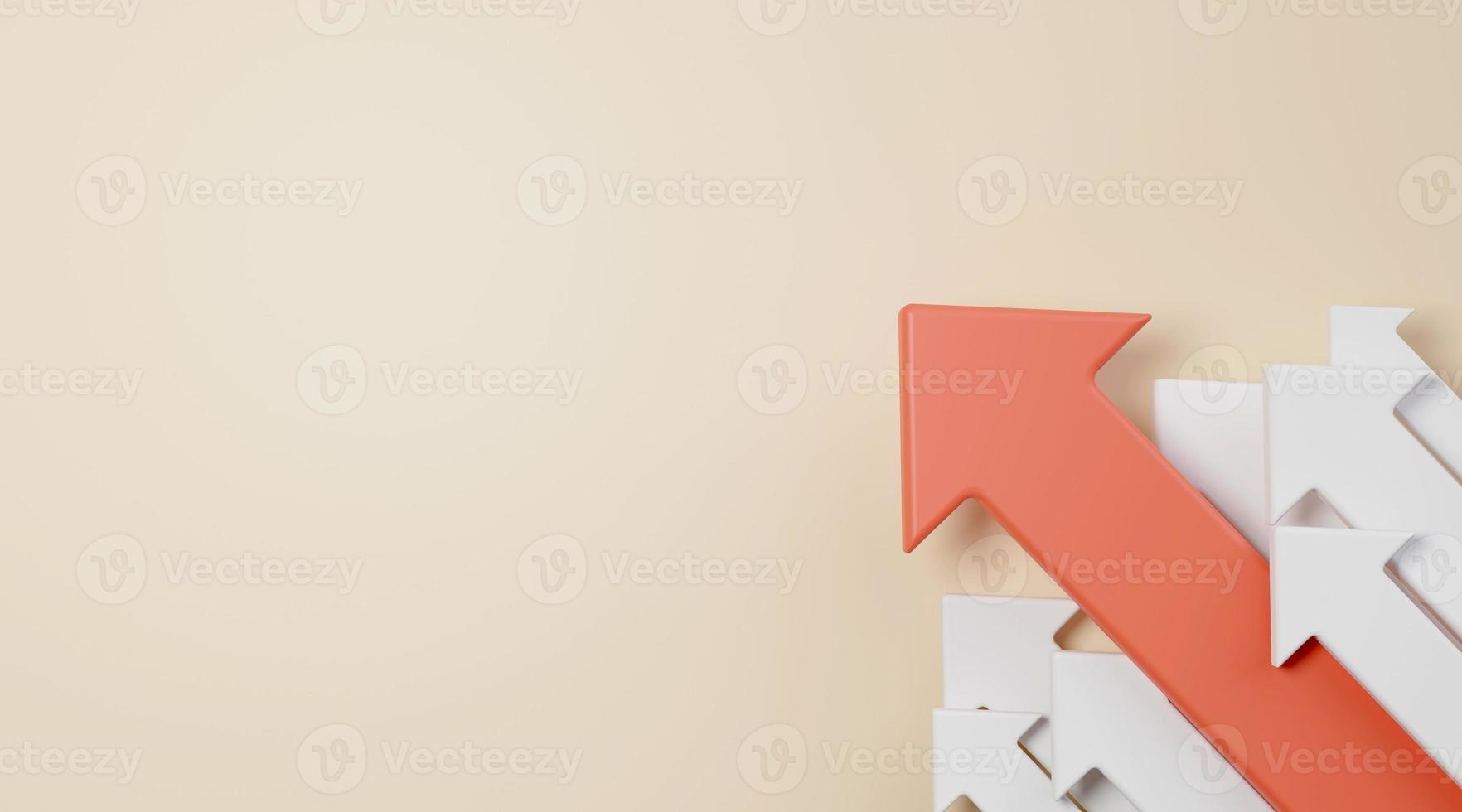 Red arrow in opposite direction to arrow in straight line. Competition and differences. with copy space and business design. 3D rendering illustration photo