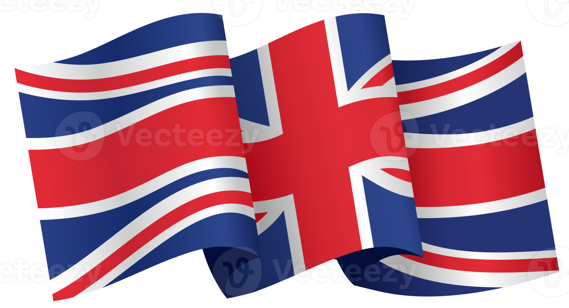 golvend vlag van uk geïsoleerd Aan PNG of transparant achtergrond, symbolen van Verenigde koninkrijk, geweldig Groot-Brittannië, sjabloon voor spandoek, kaart, reclame ,promoten, TV reclame, advertenties, web