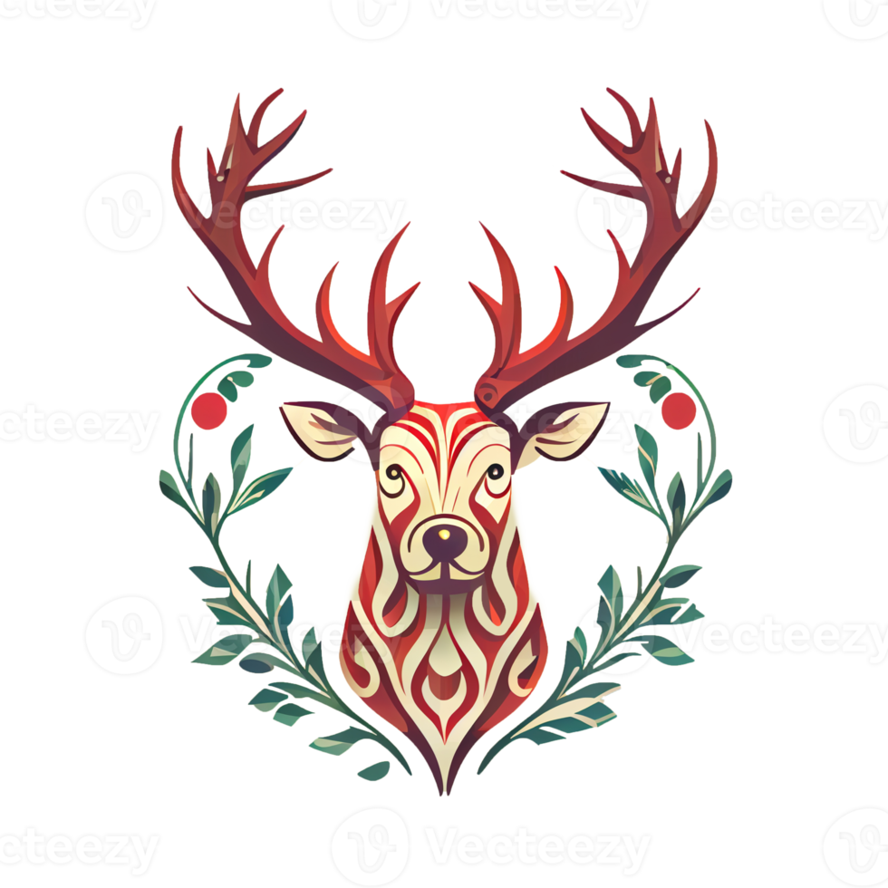 Flat Christmas Reindeer cartoon wallpaper. Modern flat design in winter
