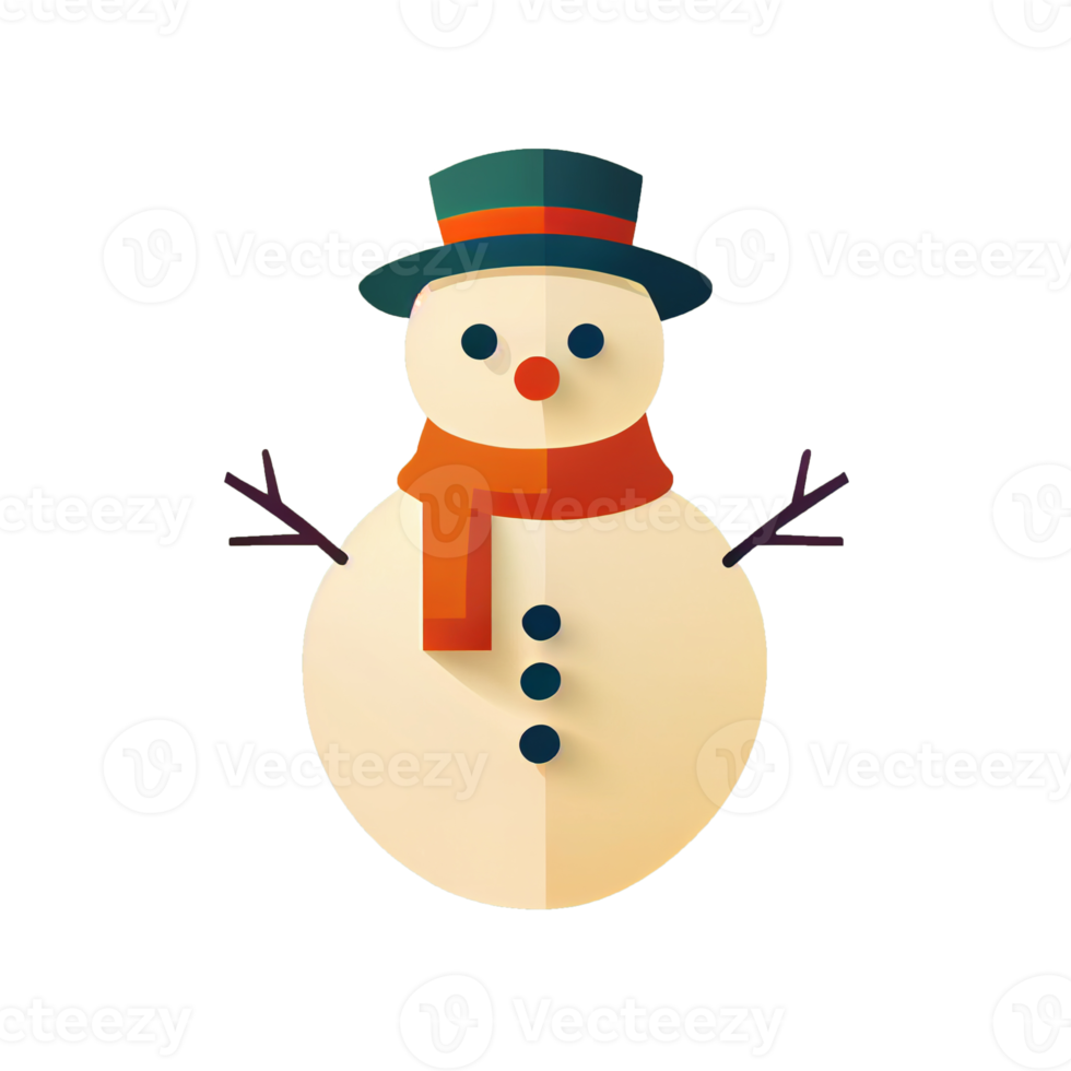 Flat Christmas Snowman cartoon wallpaper. Modern flat design in winter. Minimalist winter wallpapers png