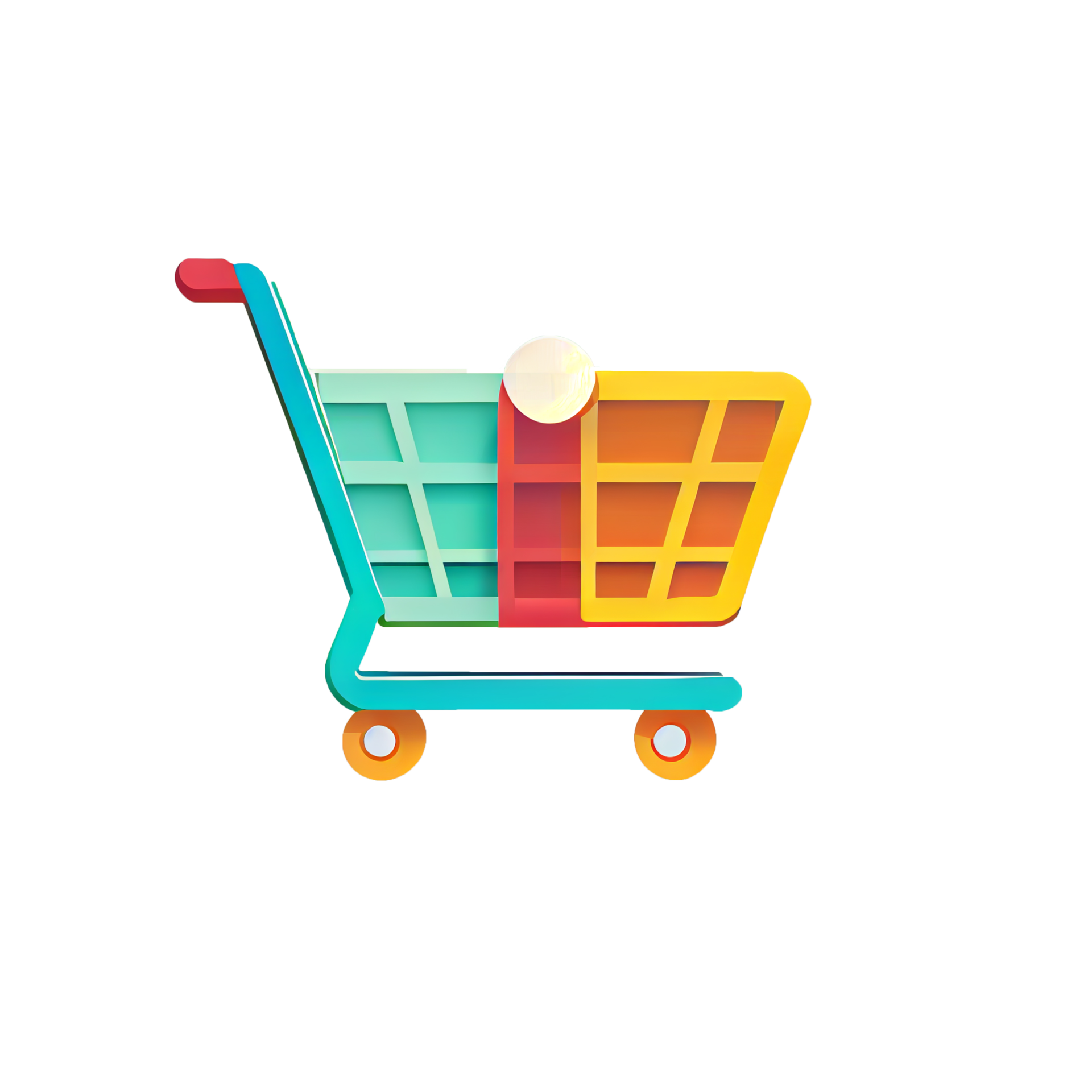 papel de parede plano dos desenhos animados do carrinho de compras