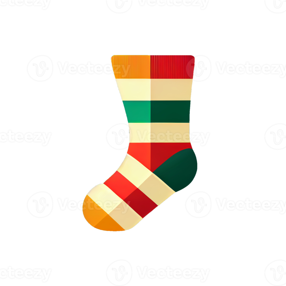 Flat Christmas sock cartoon wallpaper. Modern flat design in winter. Minimalist winter wallpapers png