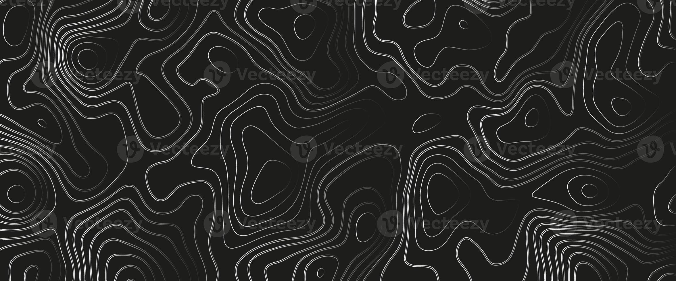 Abstract topographic map background. Imitation of a geographical map. Geographic map conceptual design. Elegant background for presentations. White topography on black background.Papercut style design photo