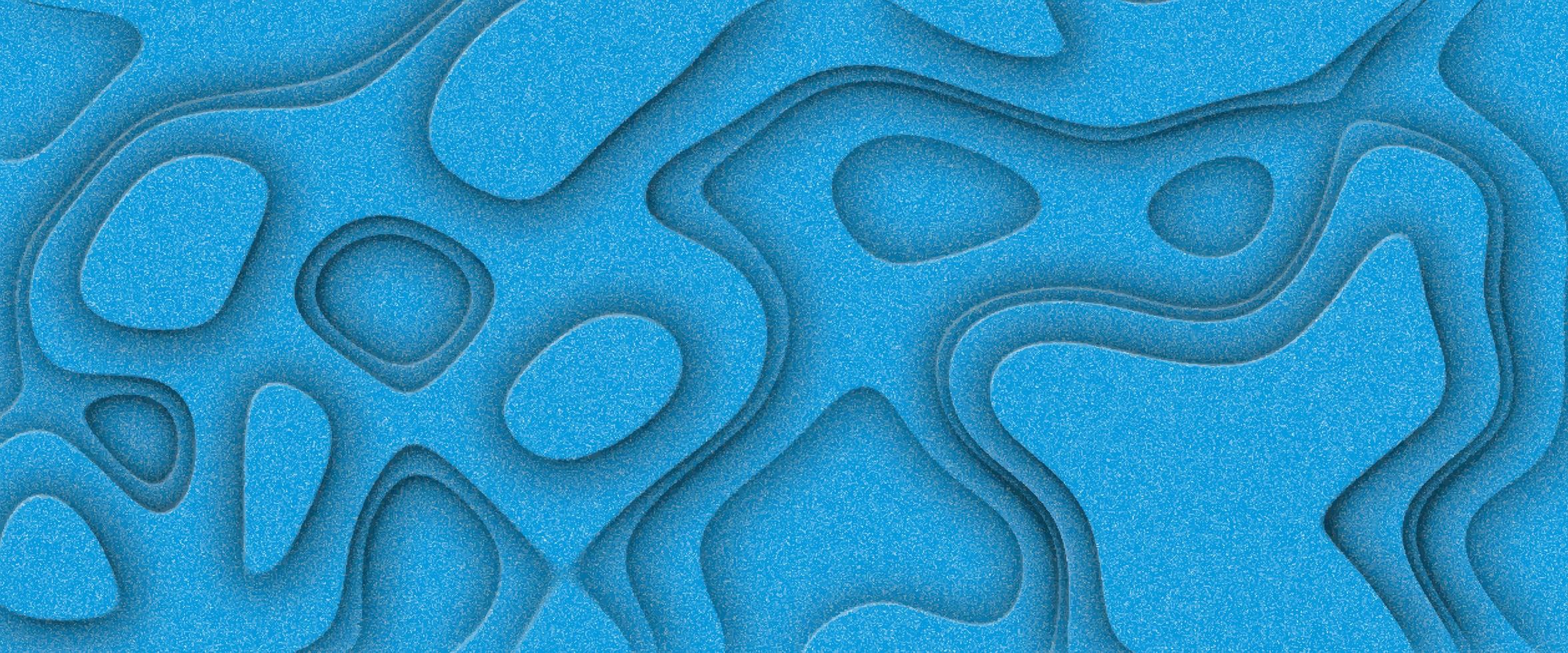 Abstract paper cut style design. Geometric layered curve line blue. Realistic papercut decoration textured with wavy layers. 3d topography relief. photo