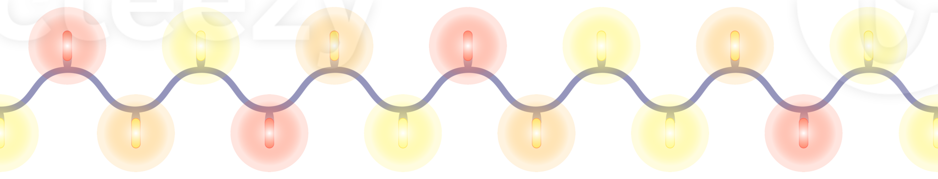 Weihnachtsbeleuchtung Mustersatz. weihnachtsgirlanden in verschiedenen farben, sich nahtlos wiederholende bunte lichter. png mit transparentem Hintergrund