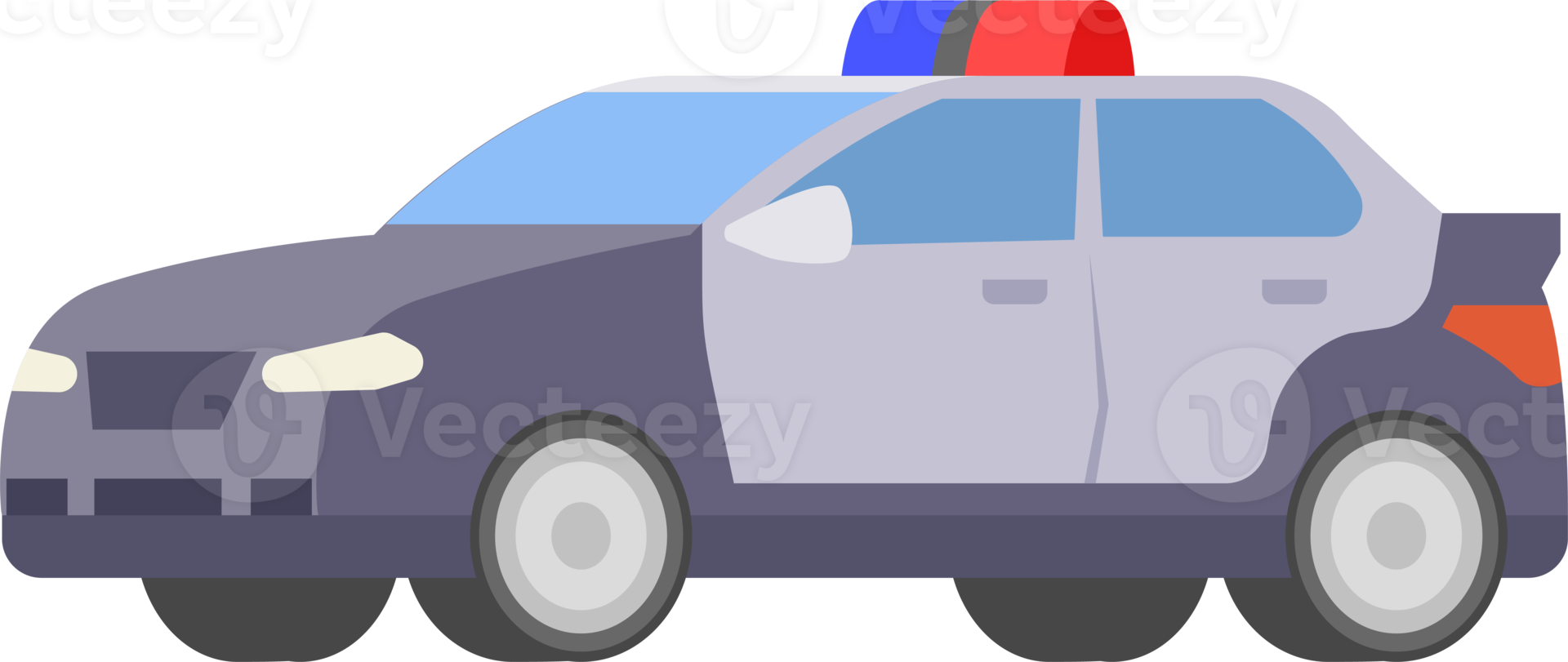 Colorful car illustration. Flat style automobile. Profile projection, side view. PNG with transparent background.