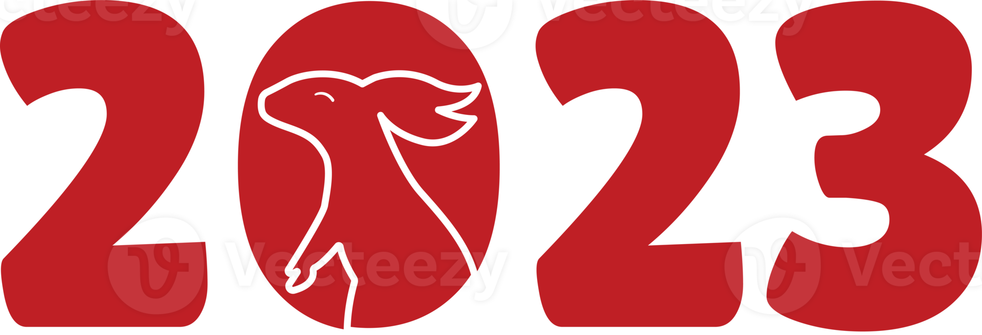 2023 New Year Numeric with Bunny's White Contour png