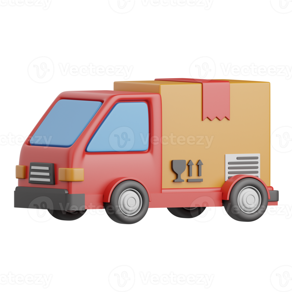 3d rendering delivery truck isolated useful for ecommerce, shopping and business online design png