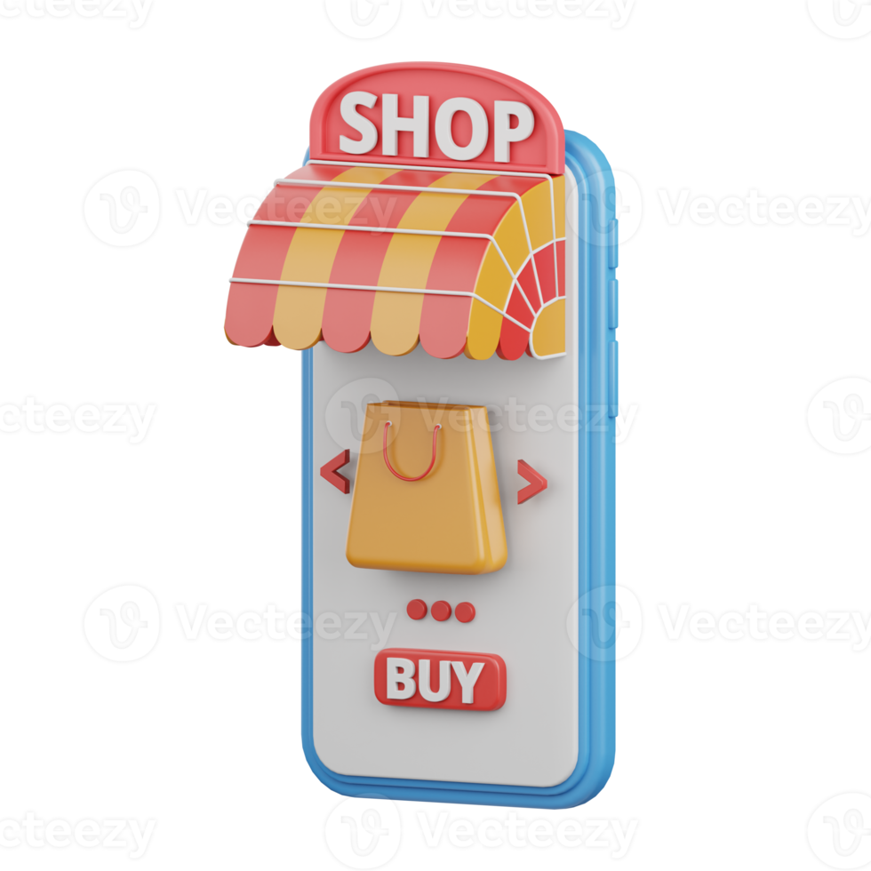 3d rendering online shop isolated useful for ecommerce, shopping and business online design png