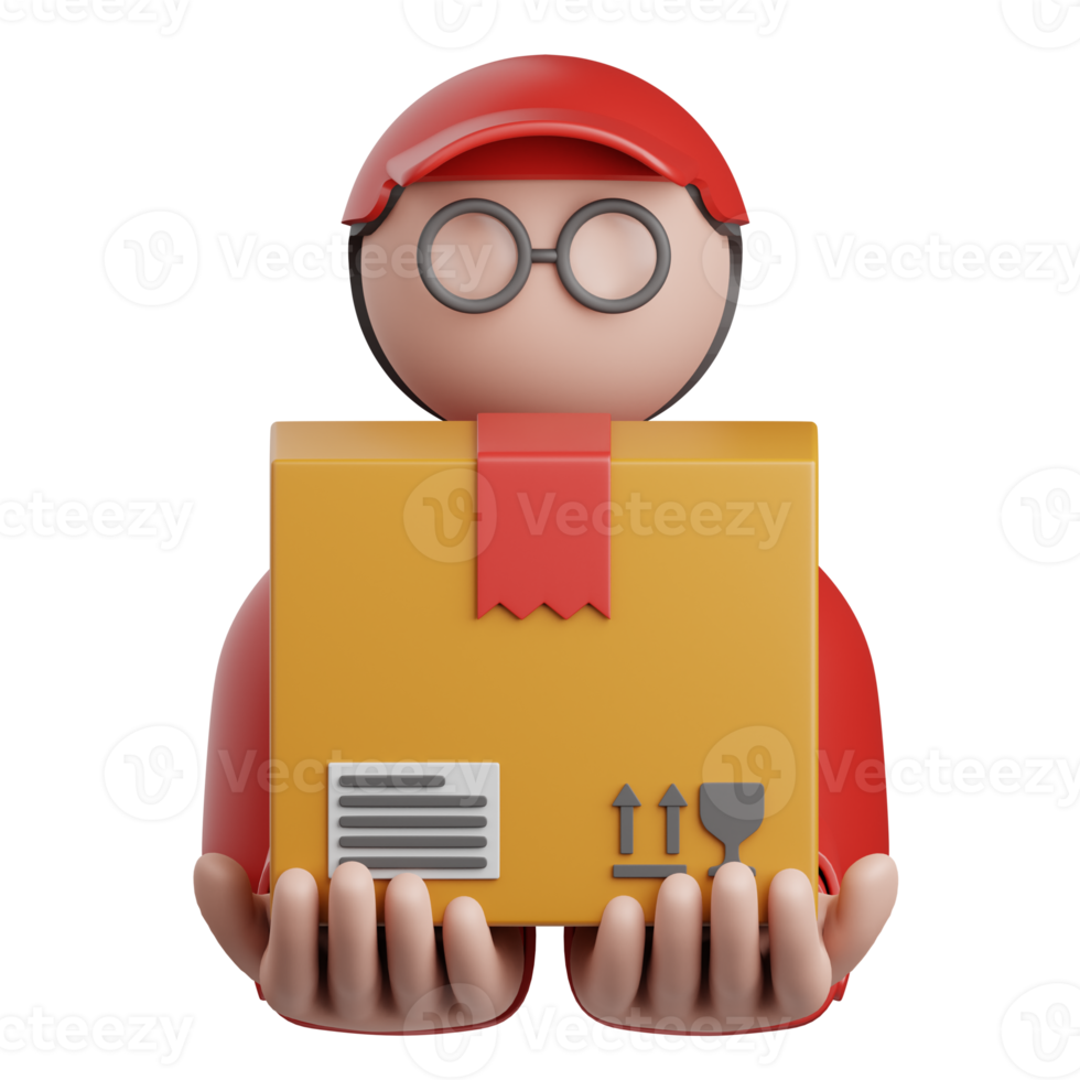 3d rendering delivery man isolated useful for ecommerce, shopping and business online design png