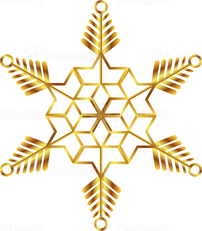 Winter golden snowflake. Decorative element for new year, christmas illustration png